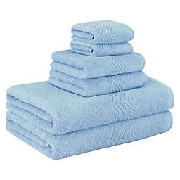 PERI Home Chevron Striped Bath Towels~Aqua/Blue/Coral/Peach/Gray~6Pc or 4Pc Set 