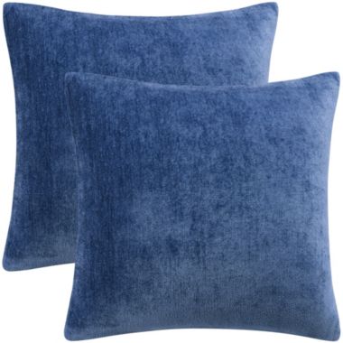 PiccoCasa Modern Set of 2 Throw Pillows Cases, Soft Chenille Throw Pillow Covers Water Repellent with Zipper, Machine Wash, Navy Blue 20"x20". View a larger version of this product image.
