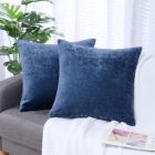 Alternate image 1 for PiccoCasa Modern Set of 2 Throw Pillows Cases, Soft Chenille Throw Pillow Covers Water Repellent with Zipper, Machine Wash, Navy Blue 20"x20"