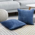 Alternate image 2 for PiccoCasa Modern Set of 2 Throw Pillows Cases, Soft Chenille Throw Pillow Covers Water Repellent with Zipper, Machine Wash, Navy Blue 20"x20"