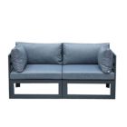 Alternate image 0 for LeisureMod Chelsea 2-Piece Sectional Loveseat Black Aluminum with Cushions - Blue