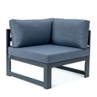 Alternate image 2 for LeisureMod Chelsea 2-Piece Sectional Loveseat Black Aluminum with Cushions - Blue