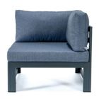 Alternate image 3 for LeisureMod Chelsea 2-Piece Sectional Loveseat Black Aluminum with Cushions - Blue