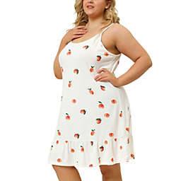 Agnes Orinda Women's Plus Size Sleeveless Sleep Dress Fruit Nightgowns, White, 4X
