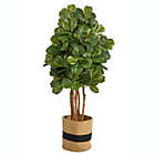 Alternate image 0 for Nearly Natural Home Decorative 5&#39;H Fiddle Leaf Fig Artificial Tree in Handmade Natural Cotton Planter
