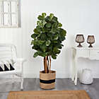 Alternate image 2 for Nearly Natural Home Decorative 5&#39;H Fiddle Leaf Fig Artificial Tree in Handmade Natural Cotton Planter