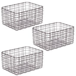 mDesign Bedroom Metal Basket Bin for Storage & Organizing  - 3 Pack