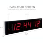 Alternate image 1 for Ivation Huge 48" Inch Large Big Oversized Digital LED Clock with Stopwatch, Alarms, Countdown Timer & Temp - Shelf or Wall Mount (Red)   6-Level Brightness, Mounting Holes & Hardware