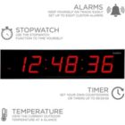 Alternate image 3 for Ivation Huge 48" Inch Large Big Oversized Digital LED Clock with Stopwatch, Alarms, Countdown Timer & Temp - Shelf or Wall Mount (Red)   6-Level Brightness, Mounting Holes & Hardware