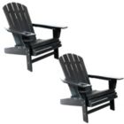 Alternate image 0 for Sunnydaze All-Weather Black Adirondack Chair with Drink Holder - Set of 2