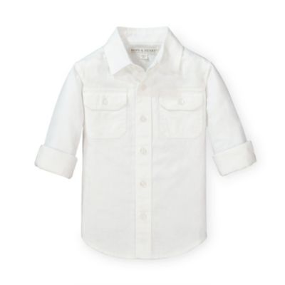Hope & Henry Boys&#39; Linen Button Down Shirt (White, 3-6 Months)