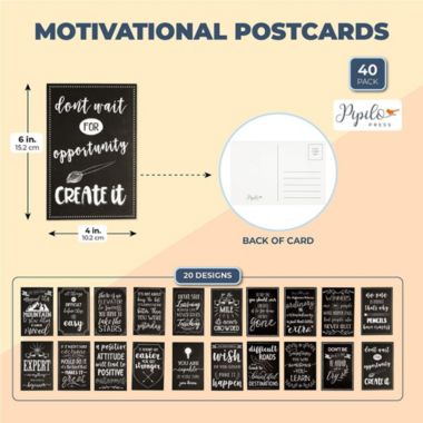 Pipilo Press Motivational Postcards, 20 Designs (4 x 6 in, 40 Pack). View a larger version of this product image.
