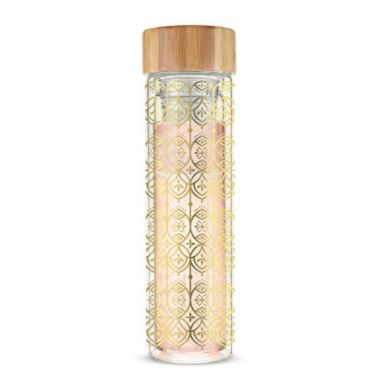 Pinky Up (Accessories) Blair Arabesque Gold Glass Travel Infuser Mug. View a larger version of this product image.