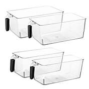 Lexi Home Eco Conscious Clear Acrylic Fridge Organizer Bin with Handles Assorted Size - Set of 4