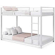 Slickblue Twin over Twin Low Profile Modern Bunk Bed Frame in White Metal Finish