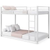 Slickblue Twin over Twin Low Profile Modern Bunk Bed Frame in White Metal Finish