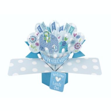 Second Nature Mailable Congratulations Baby Boy Blue Pop Up Greeting Card - POP144. View a larger version of this product image.