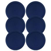 Wood Grip Lids for Pyrex and Anchor Round Glass Containers (4-Cups, Blue-6 PACK)