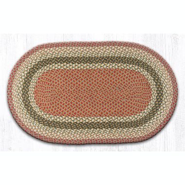 Earth Rugs C-24 Olive / Burgundy / Gray Oval Braided Rug 27 x 45 inch. View a larger version of this product image.