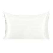 PiccoCasa Cool Silk Pillowcase, 350 Thread Count Mulberry Silk Pillow Covers with Envelope Closure for Hair and Skin, Standard(20"X26") Pearl White 1 Piece