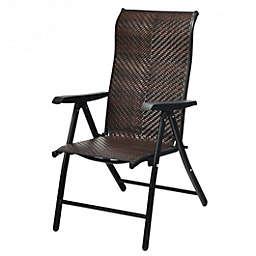 Costway Patio Rattan Folding Chair with Armrest