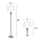 Alternate image 2 for Lalia Home Perennial Modern Vienna 3 Piece Metal Lamp Set (2 Table Lamps, 1 Floor Lamp) For Living Room, Bedroom, Home Decor With White Tapered Drum Fabric Shades And Brushed Nickel Finish