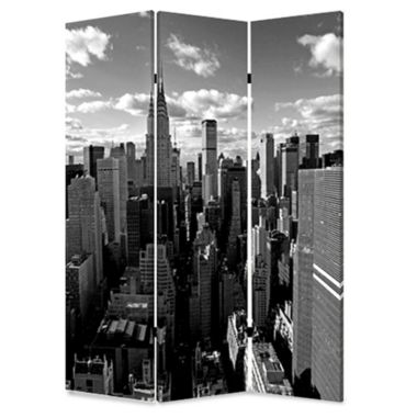 HomeRoots Lighting Home Decorative Multi Color Wood Canvas New York Skyline Screen. View a larger version of this product image.