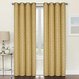 Kate Aurora Regency Collection Raised Jacquard Damask Grommet Top Curtains - 52 in. W x 84 in. L, Gold