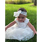 Alternate image 1 for Laurenza&#39;s Baby Girls Sleeveless Baptism Dress Christening Gown with Bow Headband