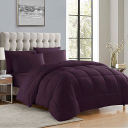 Sweet Home Collection Bed-in-A-Bag Solid Color Comforter & Sheet Set Soft All Season Bedding, Full, Purple