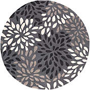 Tiwari Home 8&#39; Contemporary White and Gray Hand Tufted Round Area Throw Rug