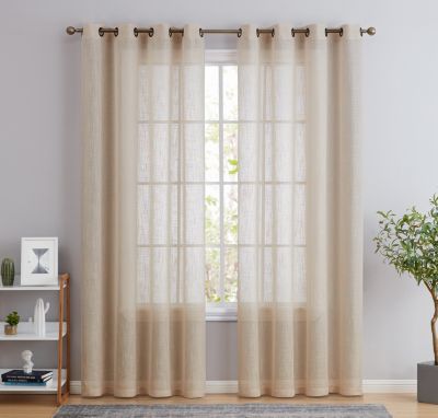 Loha 54 in W x 108 in L Linen Blend Grommet Top Curtain Panel Natural 2 Panels 