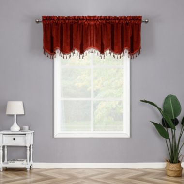Kate Aurora Royal Living 2 Pack Beaded Tassel Trimmed Rod Pocket Velvet Window Valances - Burgundy. View a larger version of this product image.
