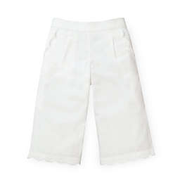 Hope & Henry Girls' Wide Leg Cropped Pants with Scallop Details, Infant, White Linen Scallop Edge, 3-6 Months
