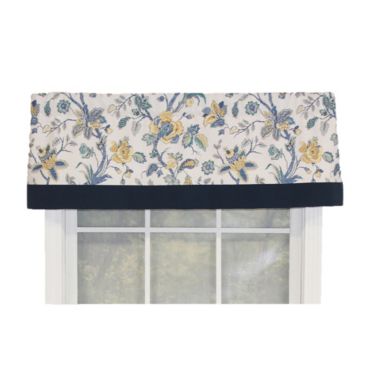 RLF Home Gianna Banded Valance White. 3" Rod Pocket, Contrast bottom banding. 50"W x 16"L. View a larger version of this product image.