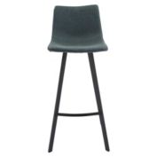 LeisureMod Brooklyn 29.9 Modern Leather Bar Stool With Black Iron Base & Footrest