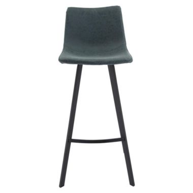 LeisureMod Brooklyn 29.9 Modern Leather Bar Stool With Black Iron Base & Footrest. View a larger version of this product image.