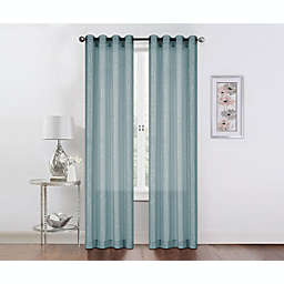 Kate Aurora 2 Pack Sparkly Metallic Sheer Grommet Curtains - 52 in. W x 84 in. L, Blue