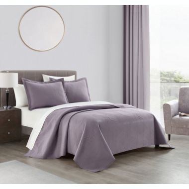 NY&C Home Ridge 7 Piece Quilt Set Contemporary Y-Shaped Geometric Pattern Bed In A Bag Bedding - Sheets Pillowcases Pillow Shams Included, Queen, Purple. View a larger version of this product image.