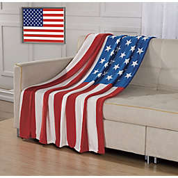 GoodGram Ultra Soft & Cozy Oversized USA American Flag Ultra Plush Throw Blanket Cover - 50 in. W x 70 in. L
