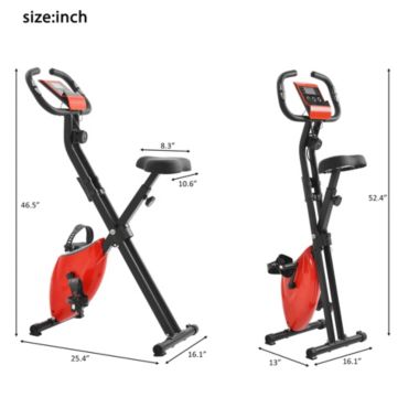 Inq Boutique Folding Stationary Upright Indoor Cycling Exercise Bike with Resistance Bands. View a larger version of this product image.