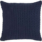 HomeRoots Home Decor Navy Blue Chunky Braid Throw Pillow