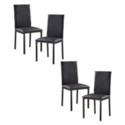 Lexicon Set of 4 Dining Room Side Chair with Faux Leather Seat, Metal Legs - Black