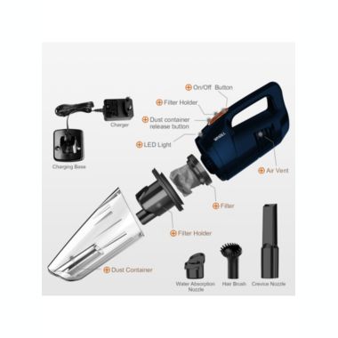 Whall Mini Portable Cordless Handheld Vacuum with 8500 PA, washable filters, a lightweight wet dry vac feature that is suitable for car, home and office. View a larger version of this product image.
