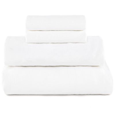 100% French Linen Sheet Set - King - White   BOKSER HOME