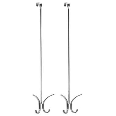 mDesign Metal Over Door Quad 4 Hook Storage Organizer Rack, Tall, 2 Pack. View a larger version of this product image.