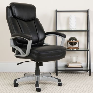 Flash Furniture HERCULES Series Big & Tall 500 lb. Rated Black LeatherSoft Executive Swivel Ergonomic Office Chair with Arms. View a larger version of this product image.