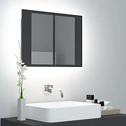 vidaXL LED Bathroom Mirror Cabinet Gray 23.6