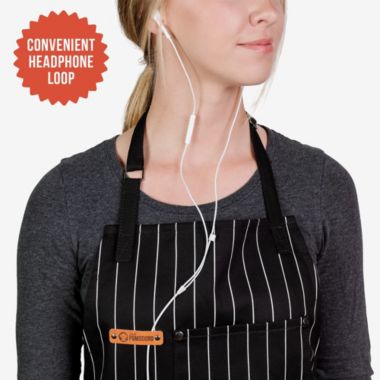 Chef Pomodoro Kitchen Apron, Unisex Chef Apron, 100% Cotton, Adjustable Neck and Back Straps, 5+ Pockets, Towel Loops - Designed for Home, BBQ, Grill Use (Classic Striped). View a larger version of this product image.