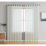 THD Sheer Tab Top Curtain Panels - Ivory, Set of 2